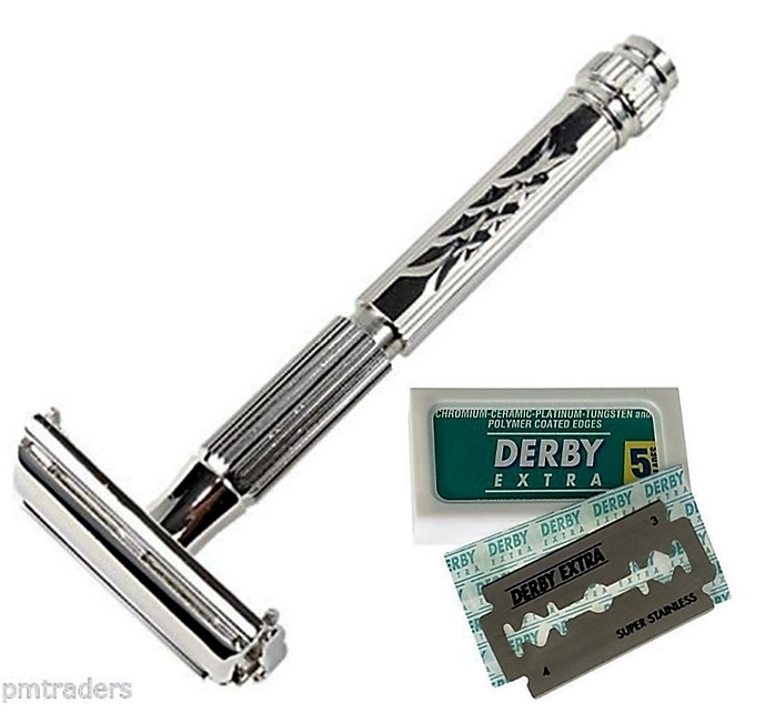 Parker 60R Butterfly Open Double Edge Safety Razor With Free Derby Blades