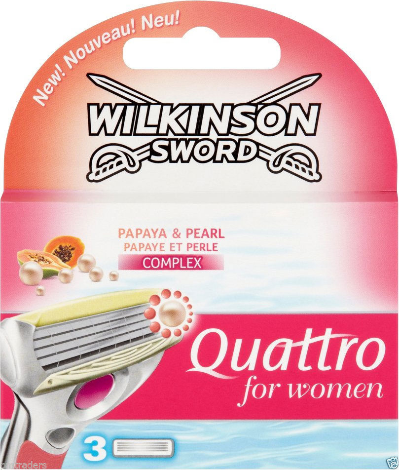 Wilkinson Sword Quattro For Women Papaya & Pearl Razor Blades - 3 pack