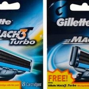 10 Gillette Mach3 Turbo Refill Razor Blades - 8 + 2 Free Pack