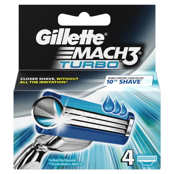 Gillette Mach3 Turbo Refill Razor Blades - 4 Pack