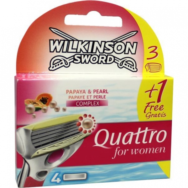 Wilkinson Sword Quattro for Women Razor Blades - Pack of 4 (3+1 Pack)